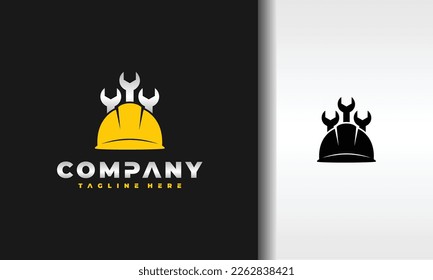 simple construction helmet wrench logo