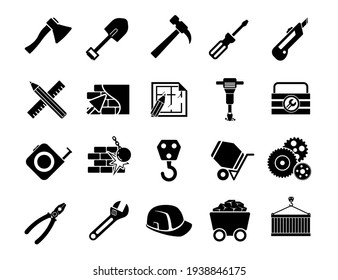 Simple construction icons set. Universal construction to use for web and mobile UI.