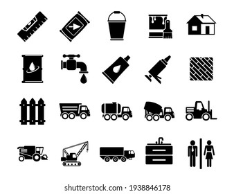 Simple construction icons set. Universal construction to use for web and mobile UI.