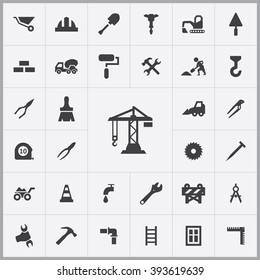 Simple construction icons set. Universal construction icons to use for web and mobile UI, set of basic construction elements 