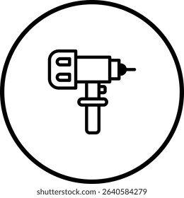 Simple construction tool icon vector illustration, representing a drill in circle