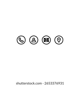 Ícones de contato simples para design de site ou aplicativo
