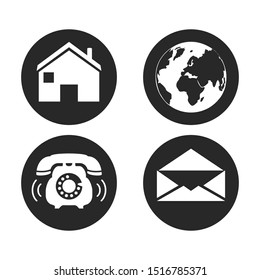 Simple contact information icons for Business cards. Address, Telephone web and mail location symbols.
