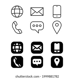 Simple contact us icon, black and white communication symbol set. vector image rounded corner