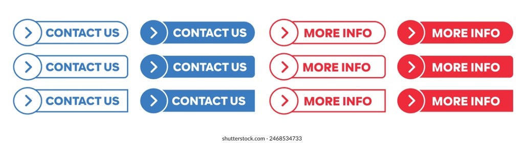 Simple Contact Us and More Info Web Buttons with arrow symbol