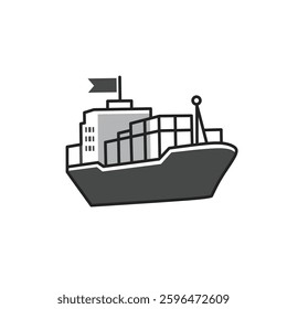 simple container ship icon,cargo ship icon on white background,distributor logistics icon  