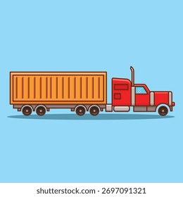 Ilustración vectorial simple del camión del envase. Transporte Icon Concept Vector aislado. Estilo plano de la historieta Conveniente para la cubierta, página, Anuncio, volante, etiqueta engomada, tarjeta, Educación