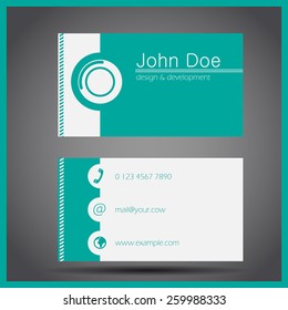 Simple contemporary flat colored monochromatic two-sided vector business visit card
