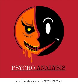 simple and contemporary psychopath head illustration artwork