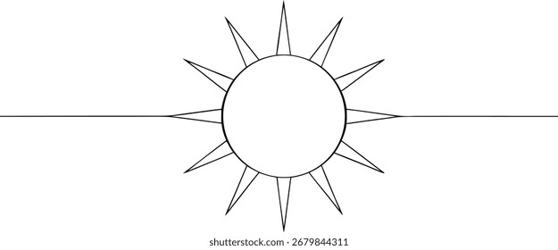 Simple continous line art line drawing a sun with sharp rays solar star