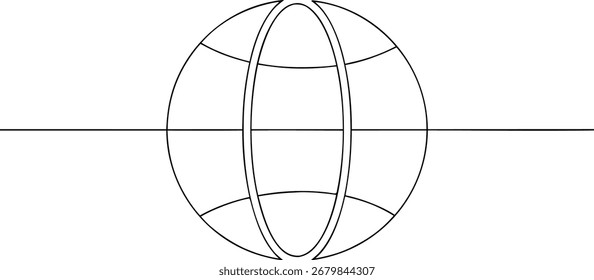 Einfache kontinuierliche Linie Kunst skizzieren einen Globus mit horizontalen Äquator Linie Welt Erde