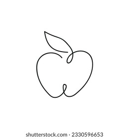 manzana de arte de línea continua simple. Resumen del dibujo digital de un icono de manzana. Diseño de elementos del logotipo de la comida. Una línea de fruta. Símbolo de línea orgánica de salud. Dieta de logotipos 