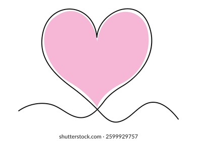 Simple, Continuous Line Art Heart Design
