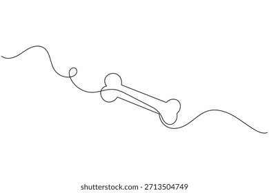 A simple continuous line art illustration of a dog bone on a white background