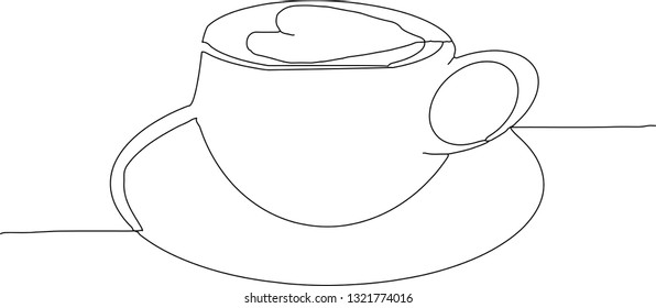 Simple Continuous line art or One Line Drawing of hot coffee in Coffee shop concept