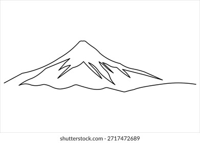 Einfache durchgehende Linie Kunst einer szenischen Berg Silhouette