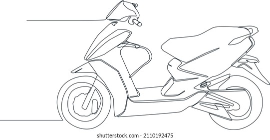 Simple continuous line, base on black and white background drawing of electric motor is refueling. Vector illustration. Electric vehicle. Latest technology, smart technology and innovative technology.