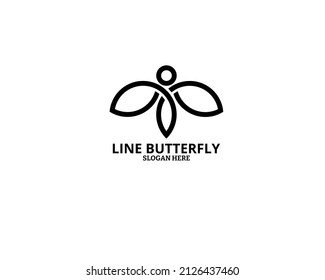 logotipo de mariposa de línea continua simple