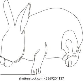 simple continuous line cute rabbit illustration