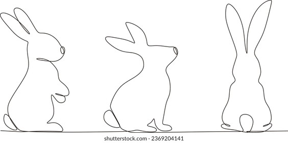 simple continuous line cute rabbit illustration