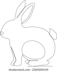 simple continuous line cute rabbit illustration