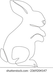 simple continuous line cute rabbit illustration