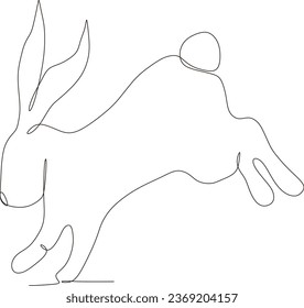 simple continuous line cute rabbit illustration