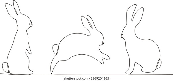 simple continuous line cute rabbit illustration