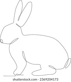 simple continuous line cute rabbit illustration