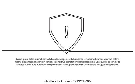 Simple continuous line design of security warning. Decorative elements drawn on a white background.