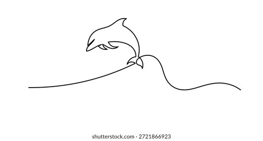 Línea continua simple de delfines. Ilustración de línea de delfines