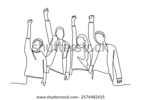 simple continuous line draw of continuous line business team spirit. Business team work minimalist concept.