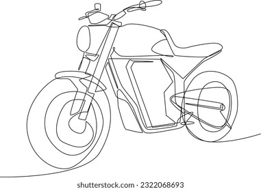 Simple continuous line draw of cool electric motorbike. Technology minimalist concept, transportation minimalist concept. technology, simple line, transportation, continuous line, vector. 