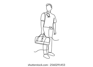 Simple continuous line draw of emergency response team attribute, emergency condition, emergency activity. Medical and Healthcare minimalist concept.