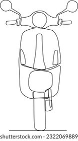 Simple continuous line draw of front of view vespa. Technology minimalist concept, transportation minimalist concept. technology, simple line, transportation, continuous line, vector. 