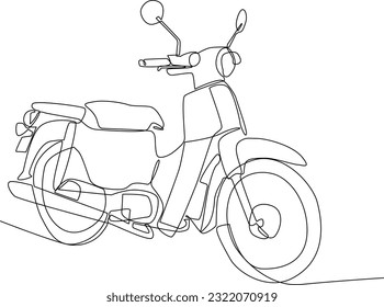 Simple continuous line draw of old motorcycle. Technology minimalist concept, transportation minimalist concept. technology, simple line, transportation, continuous line, vector. 