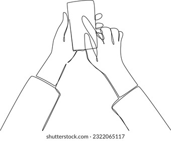 Simple continuous line draw of people playing smarthphone for daily activities. Technology minimalist concept. technology, simple line, continuous line, vector. 