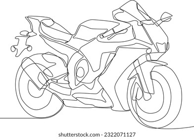 Simple continuous line draw of sport motorcycle. Technology minimalist concept, transportation minimalist concept. technology, simple line, transportation, continuous line, vector. 