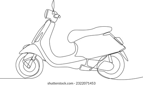 Simple continuous line draw of vespa. Technology minimalist concept, transportation minimalist concept. technology, simple line, transportation, continuous line, vector. 