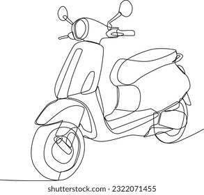 Simple continuous line draw of vespa. Technology minimalist concept, transportation minimalist concept. technology, simple line, transportation, continuous line, vector. 