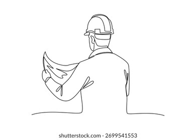 Simple continuous line drawing of all about architect activity. simple line, creativity designer. Vector, Designer.