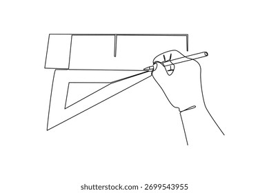 Simple continuous line drawing of all about building and architect activity. simple line, creativity designer. Vector, Designer.