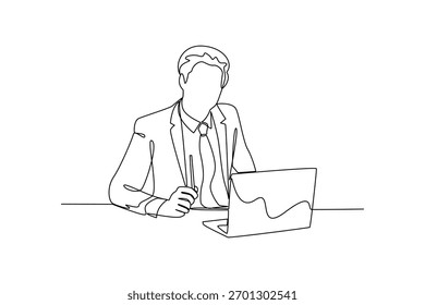 Simple continuous line drawing of all about businessman activity. simple line, creativity designer. Vector, Designer.