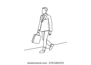 Simples desenho de linha contínua de tudo sobre a atividade do empresário. linha simples, designer de criatividade. Vetor, Designer.