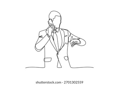 Simples desenho de linha contínua de tudo sobre a atividade do empresário. linha simples, designer de criatividade. Vetor, Designer.