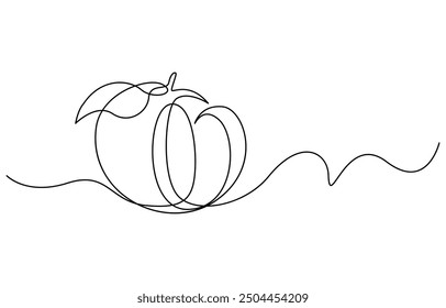 A simple continuous line drawing of an apple on a uniform white background, Continuous one single line art drawing of apples icon organic food vector