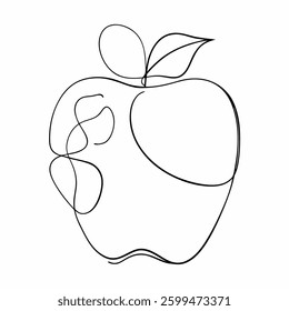 A simple continuous line drawing of an apple