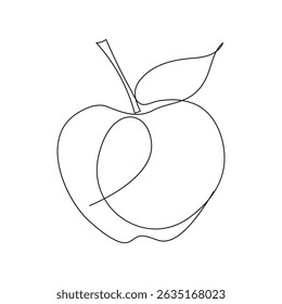 Simple Continuous Line Drawing of an Apple with a Leaf and Stem5