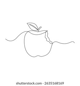 Simple Continuous Line Drawing of an Apple with a Leaf and Stem7