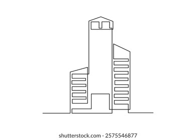 Simple Continuous line drawing of The architects vision includes a groundbreaking business concept for the building. Building architecture minimalist concept. Business building concept.